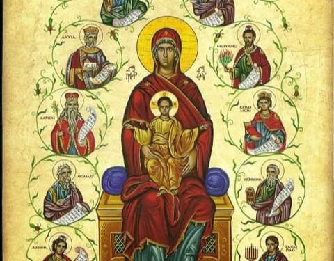 أيقونة والدة الإله المحاطة بالأنبياء – الايقونة وشرحها