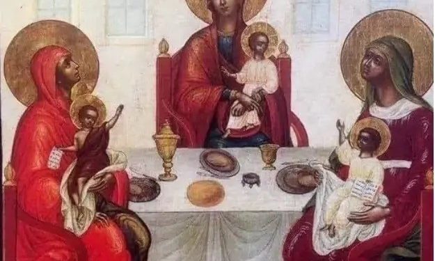 أيقونة العذراء في الوسط (بيزنطية) – الايقونة وشرحها