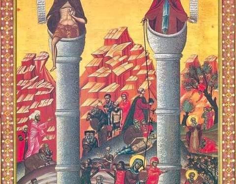 ✤ أيقونة القديسين سمعان العمودي وسمعان الجبل العجيب – تاريخ الايقونة