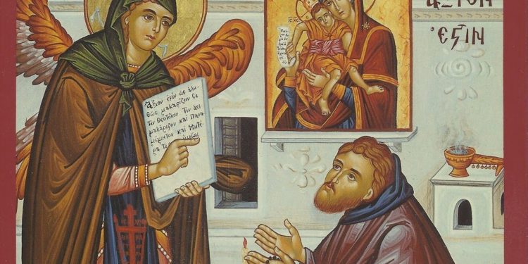 أيقونة بواجب الاستئهال † عيد جامع لوالدة الإله في ذكرى إظهار نشيد “أكسيون أستين”