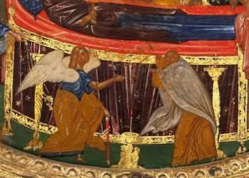 أيقونة رقاد مريم العذراء وشرح مشهد الملاك وقطع اليد – الايقونة وشرحها