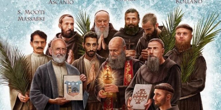 كتيّب صلاة تساعيّة شهداء دمشق القديسين، الإخوة المسابكيّين الثلاثة والرهبان الفرنسيسكان الثمانية – بإشراف المطران الياس سليمان