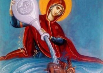 أيقونة غنيّة بالمعاني الكتابيّة واللاهوتيّة! أيقونة العذراء “البحر” الحاوي الماء الخلاصي – الايقونة وشرحها